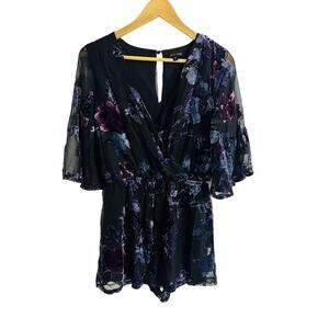 Velvet Dark Floral Romper As U Wish Size Small Whimsigoth Fairy Romantic Flowy